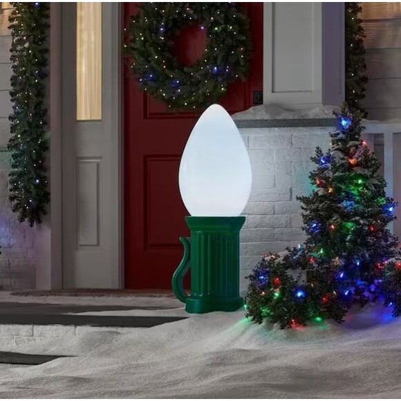 HOME ACCENTS HOLIDAYS 3 Ft Battery Operated LED Jumbo Bulb Blow Mold White - Picture 5 of 5